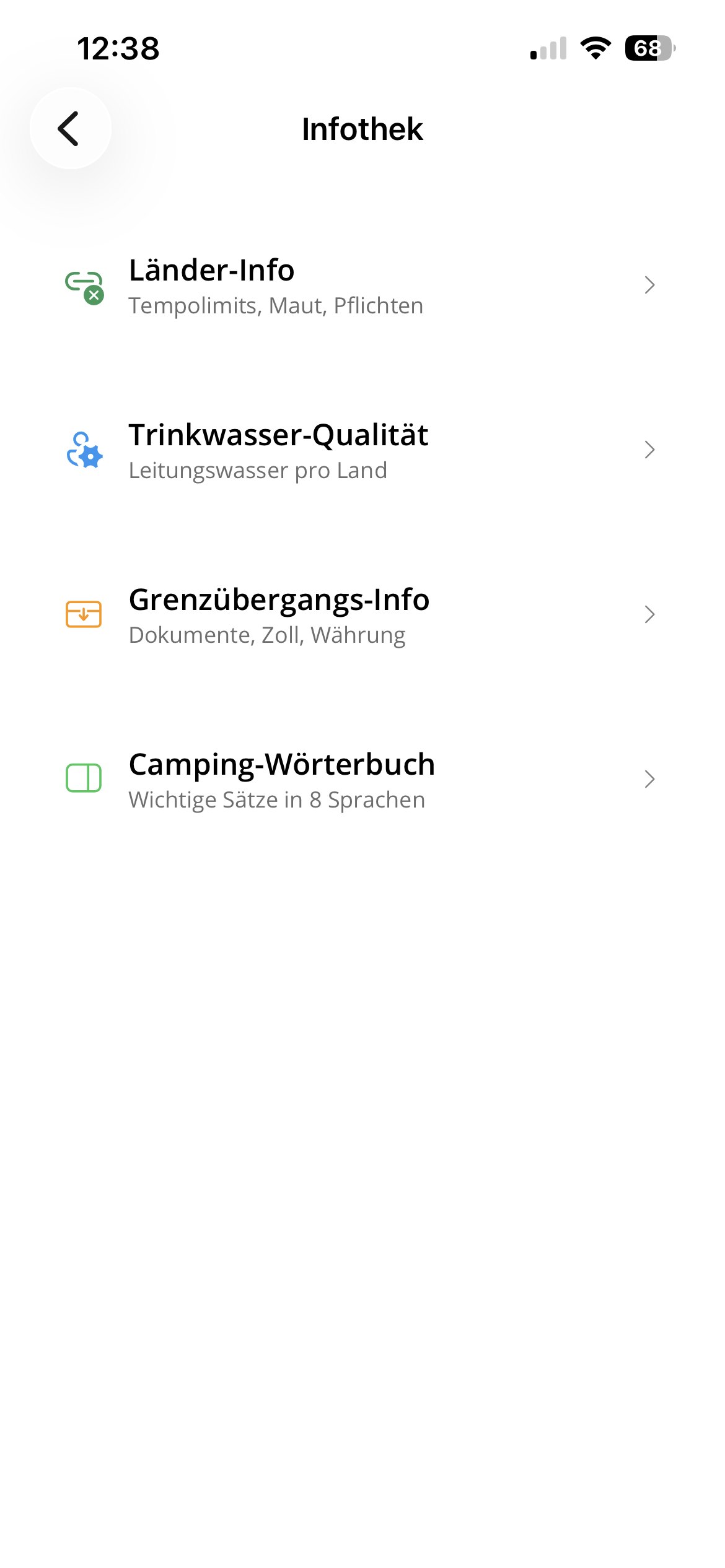 Travel information in the German-only app