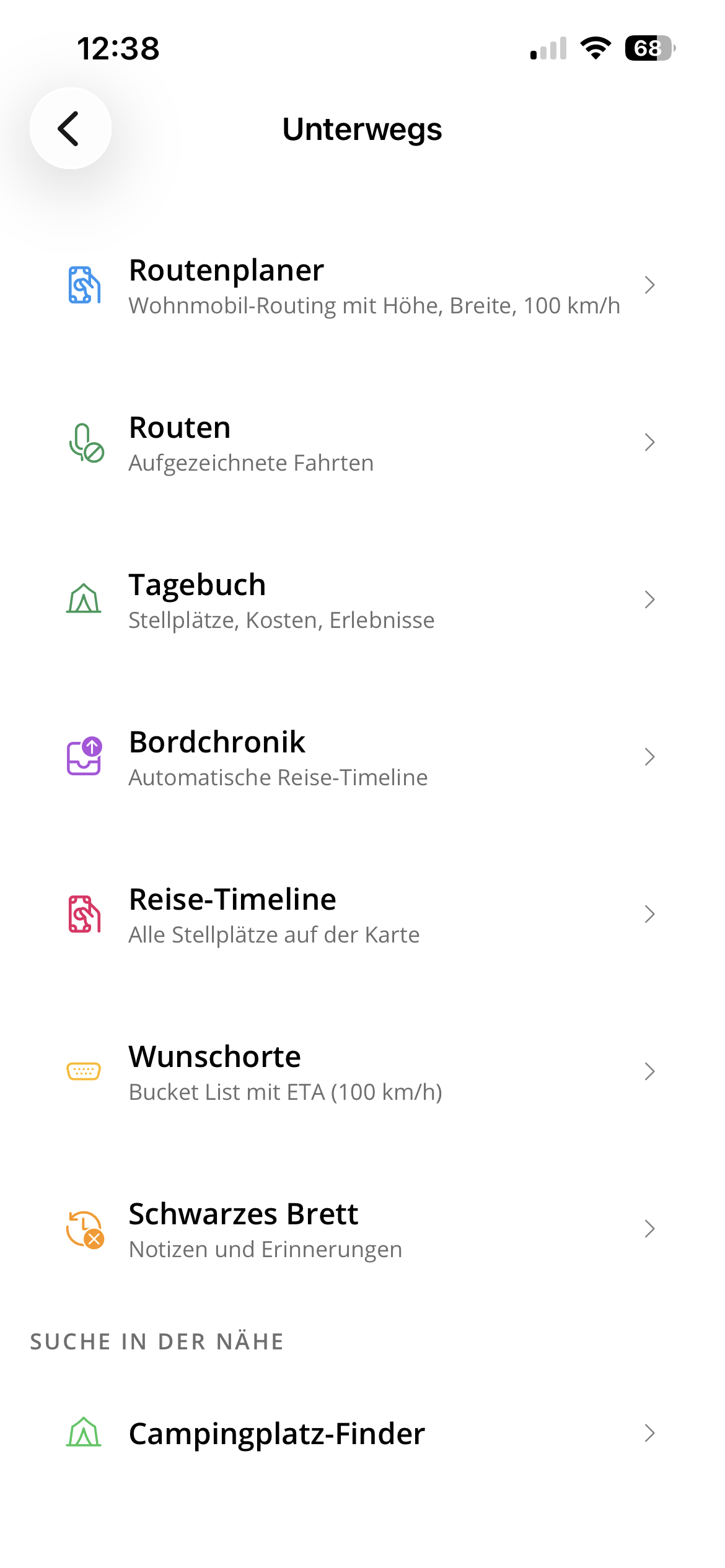 Travel tools in the German-only app